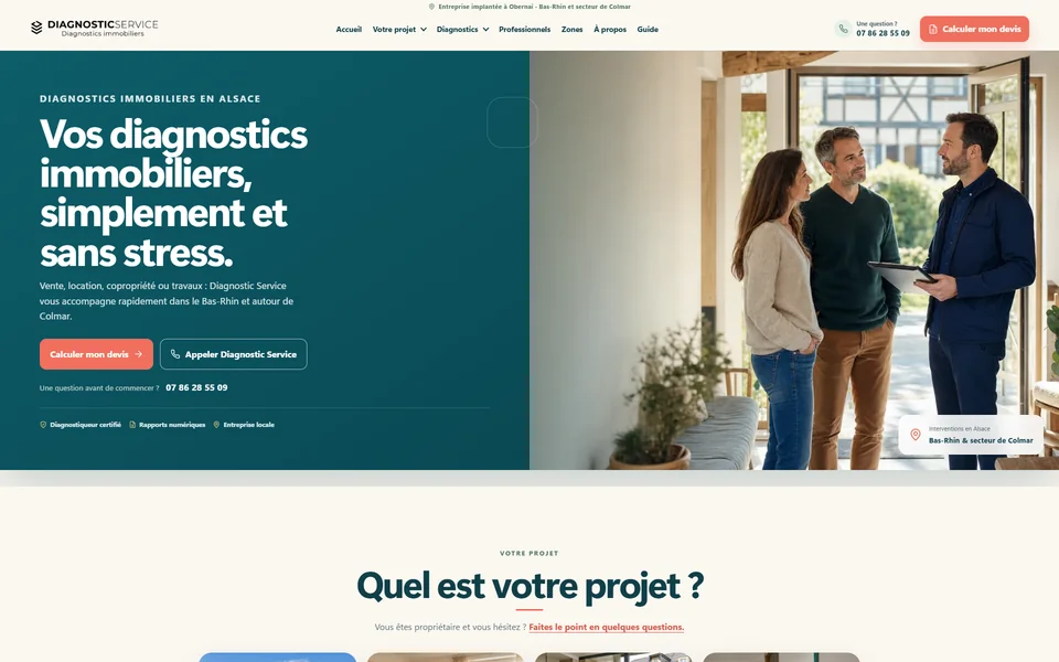 Page d’accueil du site Diagnostic Service
