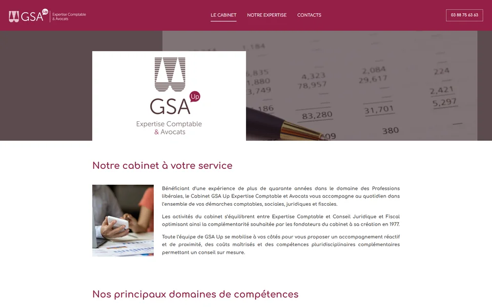 Page d’accueil du site GSA Up