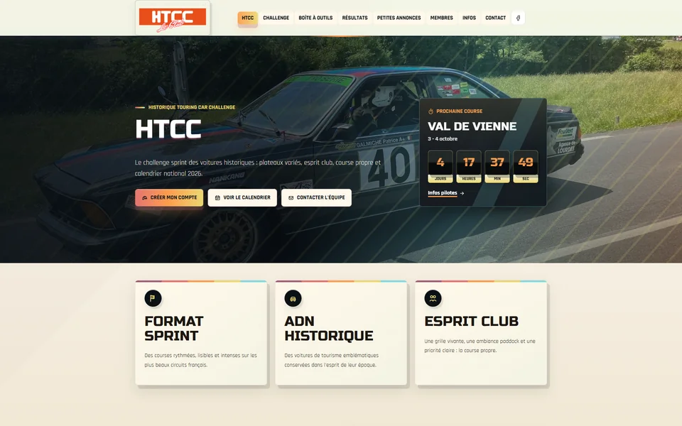 Page d’accueil du site HTCC
