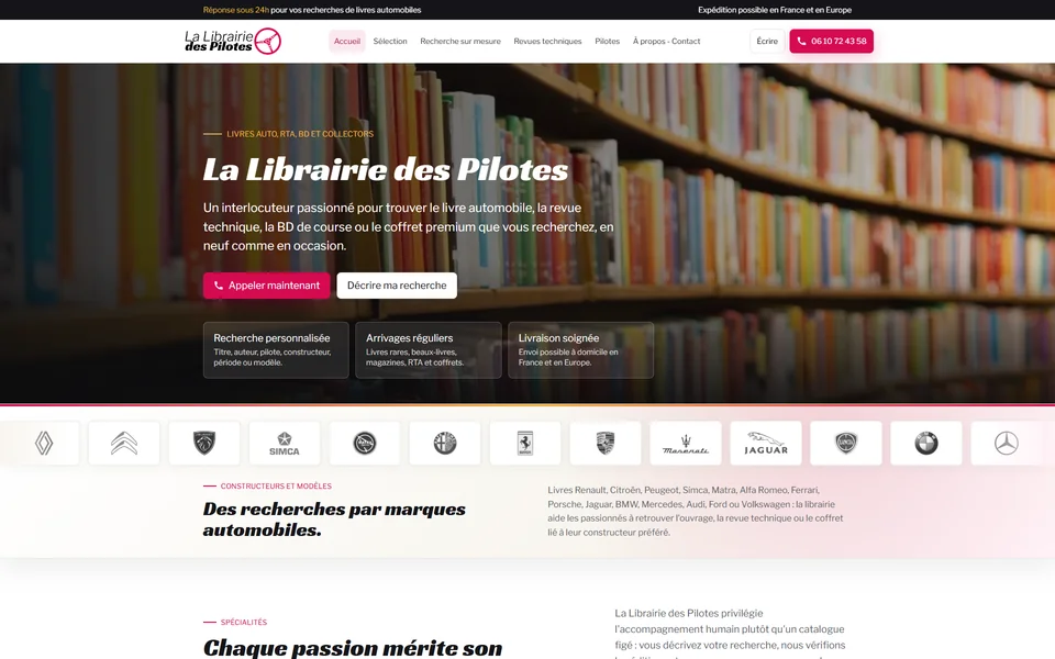 Page d’accueil du site La Librairie des Pilotes