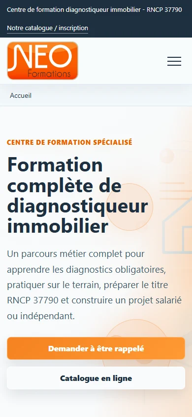 Version mobile du site NEO Formations