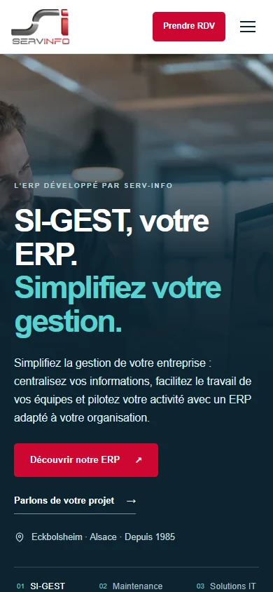 Version mobile du site SERVINFO