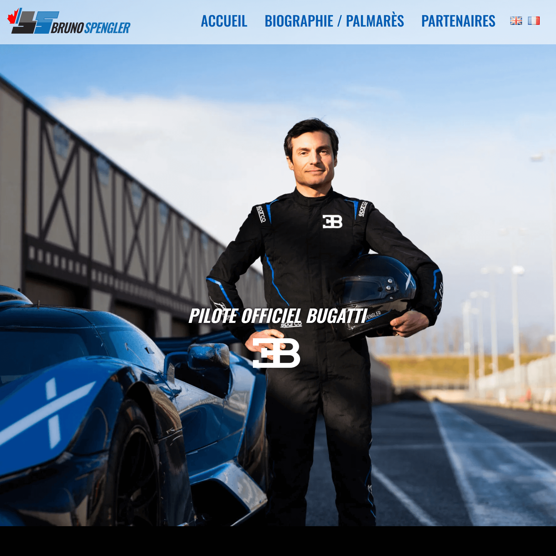 Interface web du pilote automobile Bruno Spengler