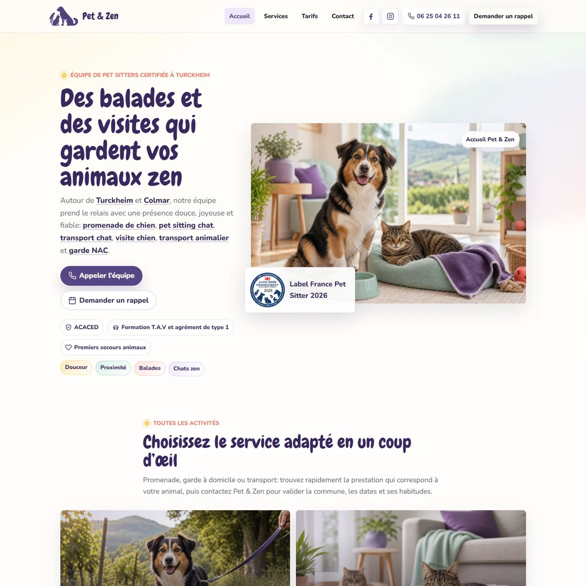 Création du site internet Pet and Zen